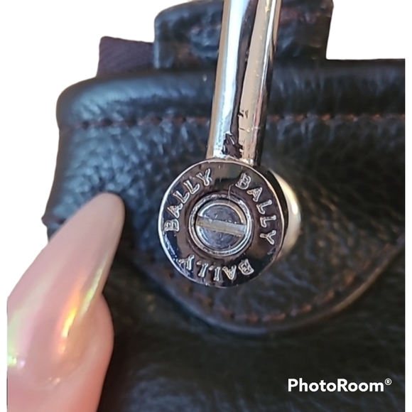 Bally Black Leather Crossbody Bag with Brown Spellout Strap - Picture 3 of 8